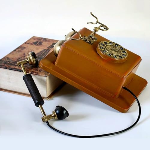 Teléfono antiguo de pared KiBcsLic pieza llamativa retro de madera 3