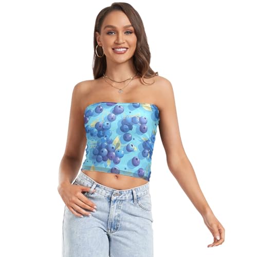 Vintage Birds Flower Butterfly Womens Tube Tops Elastic Cleavage Cover Up Sports Bra for Lady Casual