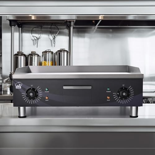 Yescom 26ECG002-24IN-SS-1 Wechef 24 Inch Commercial Griddle 3500W Electric Countertop Griddle Non-Stick Flat Stainless Steel Adjustable Restaurant Grill Temperature Control 120°F-575°F thumb #2