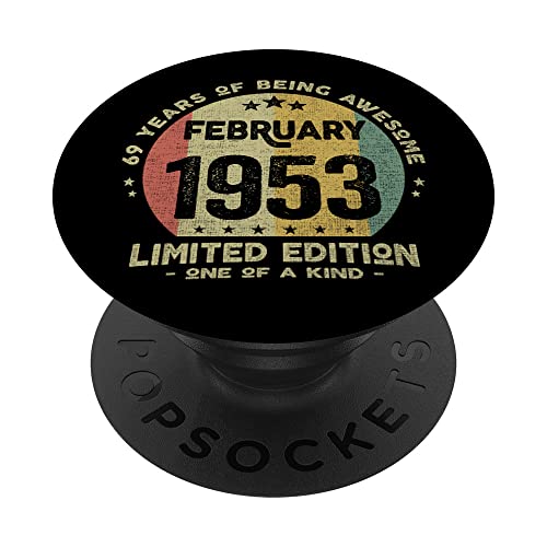 Regalo 69 años Cumpleaños Hombre Mujer - Febrero 1953 PopSockets PopGrip Intercambiable