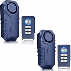 WSDCAM Fahrrad Alarmanlage 2 Pack, 113dB Laut Drahtlos Diebstahlsicherung Fahrrad Motorrad Alarmanlage Auto Wasserdicht Fahrrad Alarmanlage mit Fernbedienung (Blau)