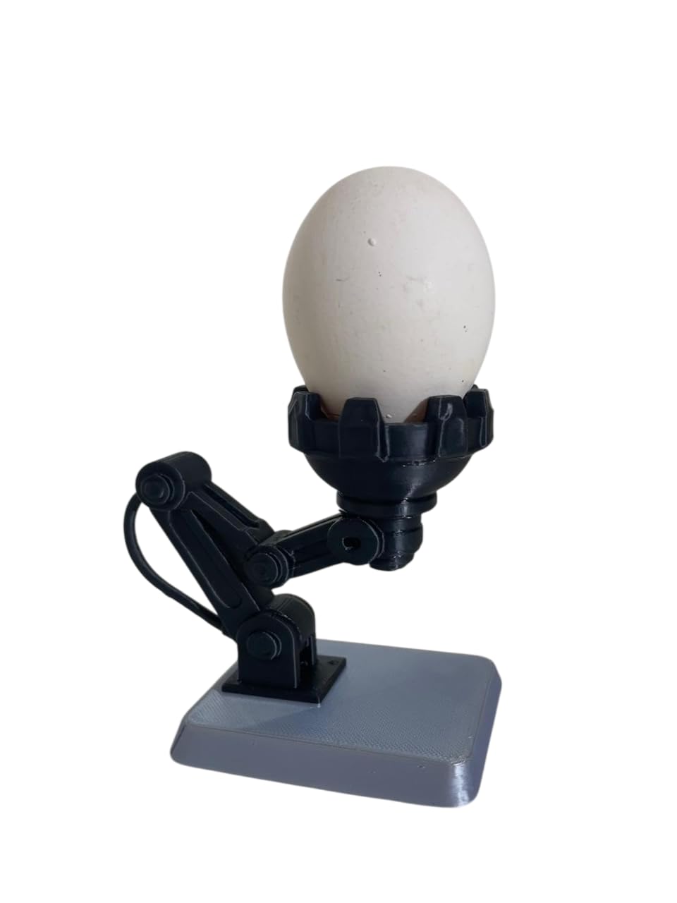 Progred Lustiger Eierbecher aus 3D-Druck als Roboter-Greifarm, witzige Eierbecher als Frühstücks-Gag, Eierschale als ausgefallene und originelle Geschenkidee aus Kunststoff (Roboter-Greifarm)