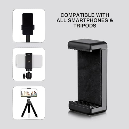 Image of HUMBLE Universal Mobile Monopod Holder Clip | Phone Camera Holder & Tripod Mount Adapter | Compatible with All Smartphones | Black (Pack of 2)