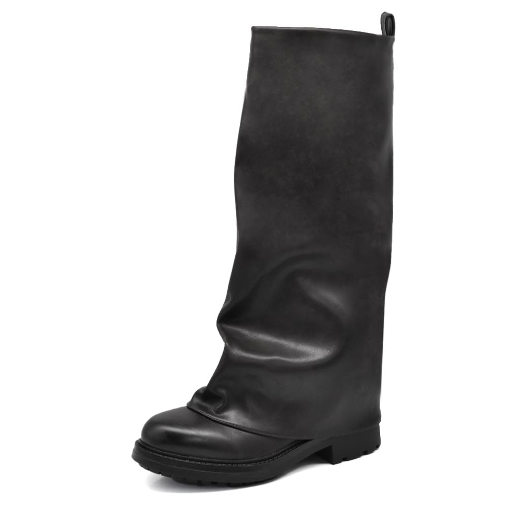 IF Stivali da Donna Stile Oversize Robin con Ghetta Gambale Ampio e Suola Spessa Antiscivolo GA036
