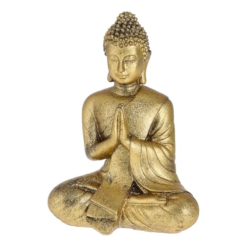HAC24 Sitzender Buddha Figur aus Polyresin Gold Höhe 17 cm Deko Budda...