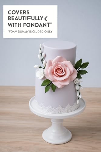 Image of OMKRAFT Round Cake Dummy 8 x 4 Inch | High Density Foam Cake Base for Cake Decoration, Practice & Display | Reusable Dummy Cake for Bakers | Pack of 1