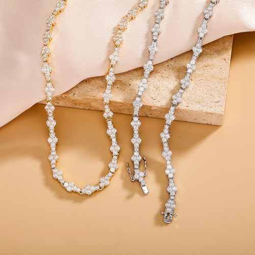 TOPGRILLZ Tennis Necklace for Women Choker Chain Necklace 14K Gold Plated 5mm Dainty Diamond Tennis Chain 16-24 Inches Gold Jewelry4