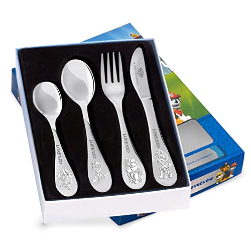 Maverton Set de couverts personnalisé - Couverts La Pat' Patrouille (Paw Patrol) - Cadeau d'anniversaire - Coutellerie pour enfants - Cadeaux bébé