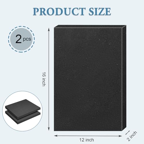 image for YIENFBEV Black Polyurethane Foam Inserts for Cases, 2 Pcs 16 x 12 x 2 