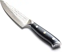 KANKA Faca utilitária de aço damasco Grill de 12,7 cm - Profissional 67 camadas, acabamento martelado, cabo de fibra de vidro G10, lâmina de cozinha afiada para cozinhar, churrasco, carne, vegetais e