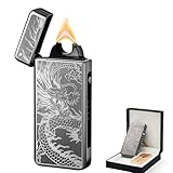 BABOBIU Electric Lighter - Rechargeable USB, Windproof, Big Flame, Unique Plasma Arc Lighter with Projection Design - BlackDragon