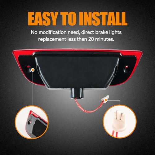 Image of Third 3rd Brake Light LED for 2002-2007 Jeep Liberty, High Mount Rear Brake Lights Assembly for 02-07 Liberty, Waterproof Center Cab Lamp Stop Light (Red)