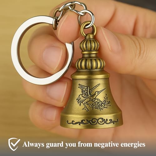 Image of FOSSE Metal Guardian Bell Keychain For Bike /Car | Tibetan Key Chain Good Luck Key Chain (1 Pc), Gold