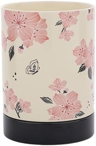 Kitchen Utensil Holder Ceramic Utensil Holder, Kitchen Utensil Crock for Counter Drying Rack with Drain Tray Cooking Utensil Holder(Pink)