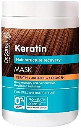Dr. Sante Mascarilla Capilar Profesional Hidratante Queratina (Keratina), Colágeno Y Arginina Cabello - Pelo Seco Y Quebradizo Natural Sin Parabenos Dr. Sante 1000Ml