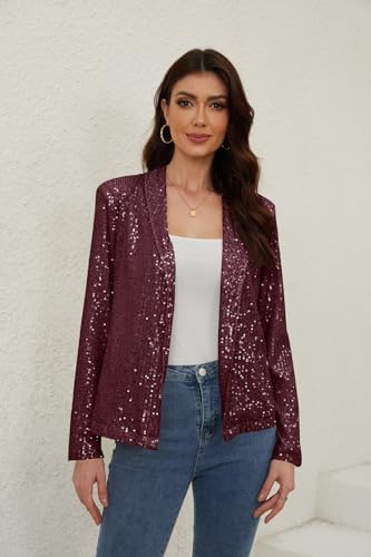 utcoco Womens Sequin Blazer Casual Long Sleeve Open Front Sparkle Blazer Jacket2