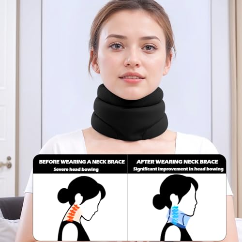 Nackenstütze Halskrause Weich & Einstellbar – Schaumstoff Halsausschnitt Stütze für Lindert Nackenschmerzen,Zervikale Spondylose & Schlaf Schmerzen – Atmungsaktive Nackenbandage für Frauen Männer