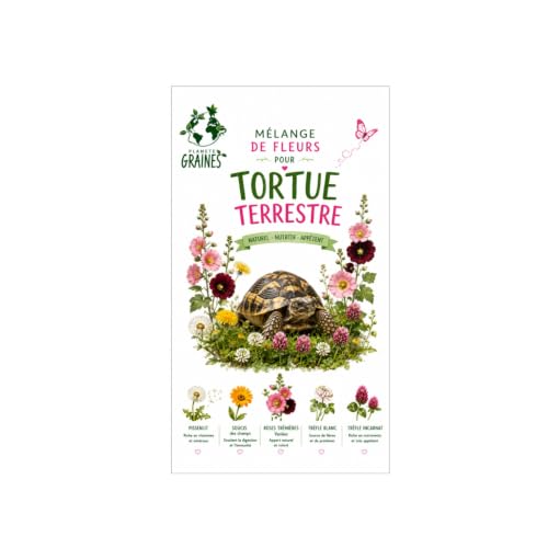 200 Graines Mélange Alimentaire Tortue Terrestre : Pissenlit, Trèfle, Rose Trémière et Souci