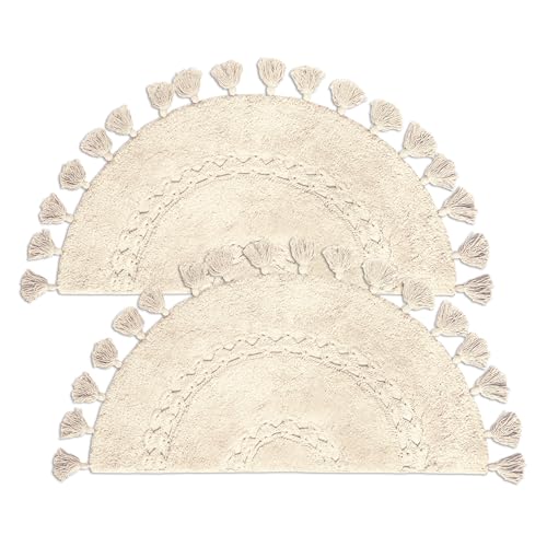 BIEN BEAU 2 Stück Halbkreis Boho Teppich mit Quasten für Ihr Badezimmer -...