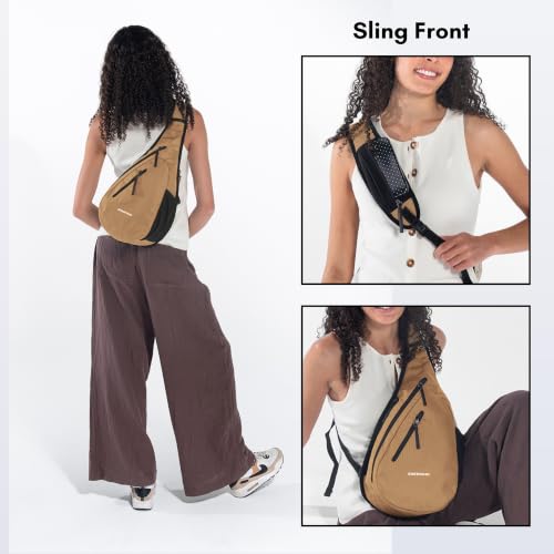 Image of Sherpani Esprit, Anti Theft Sling Bag, Crossbody Backpack (Brown Sand)