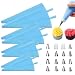 Produktbild FOKULUNDA Russian Piping Tips Set 24 Stück Kuchen Cupcake Dekorieren Supplies Kit Zuckergussdüsen Blumen geformt Zuckergussbeutel und Tipps Backzubehör (24pcs-Blue)