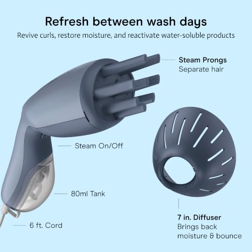 Conair Hair Steamer for Curly Textured Hair, Diffuser Attachment, Portable - image 5