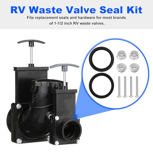 Image of T1001-9VP RV Waste Valve Seal Kit 1-1 /2 Inch Replacement Valterra Lasalle Bristol Grentec 1.5 inch Waste Valve Seals- Flexible Rubber RV Sewer Valve Seal Kit