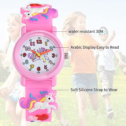 Child's love Kids Waterproof Watch, 3D Cartoon Design, Girls Digital Wristwatch, Ages 3-124