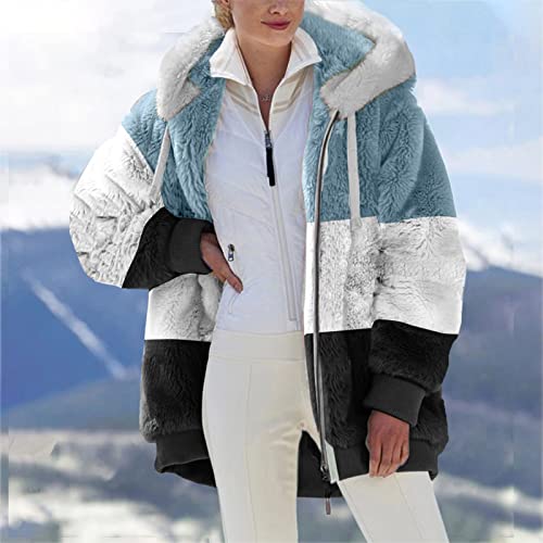 Damen Fleecejacke Warme Bequem, Winterjacke Stylisch Funktional, Winter Warm Lose Plüsch Zip Hooded Jacke, Plüschjacke Elegant Schick, Sale Angebote Teddyjacke Lässig Tolle Steppjacke