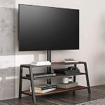 FITUEYES Corner TV Stand for 37-70 Inch TVs, Entertainment Center with Storage, Height Adjustable Media Console with Mount, Max Vesa 600x400mm, Brown