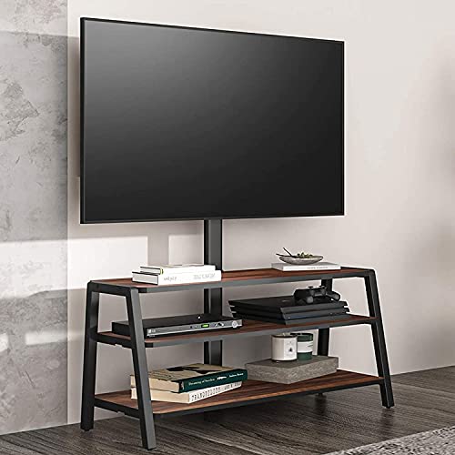 FITUEYES Corner TV Stand for 37-70 Inch TVs, Entertainment Center with Storage, Height Adjustable Media Console with Mount, Max Vesa 600x400mm, Brown by FITUEYES - Used condition - CA$153.23