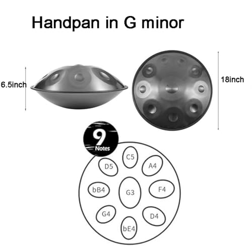 Tambor de mano de acero 18 pulgadas con 9 notas miniatura 2
