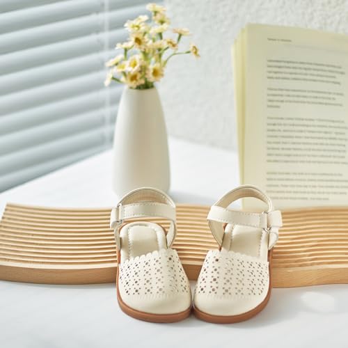 Image of ESTINE Toddler Girls Little Kids Close Toe Sandals - Flower Girl Dress Flats Summer Shoes