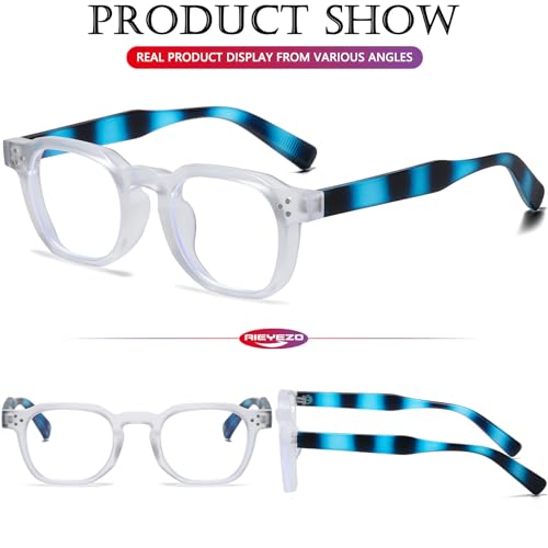 Image of AIEYEZO Retro Blue Light Glasses for Men Women Square Thick Framed Eyeglasses Trendy Vintage Computer Glasses