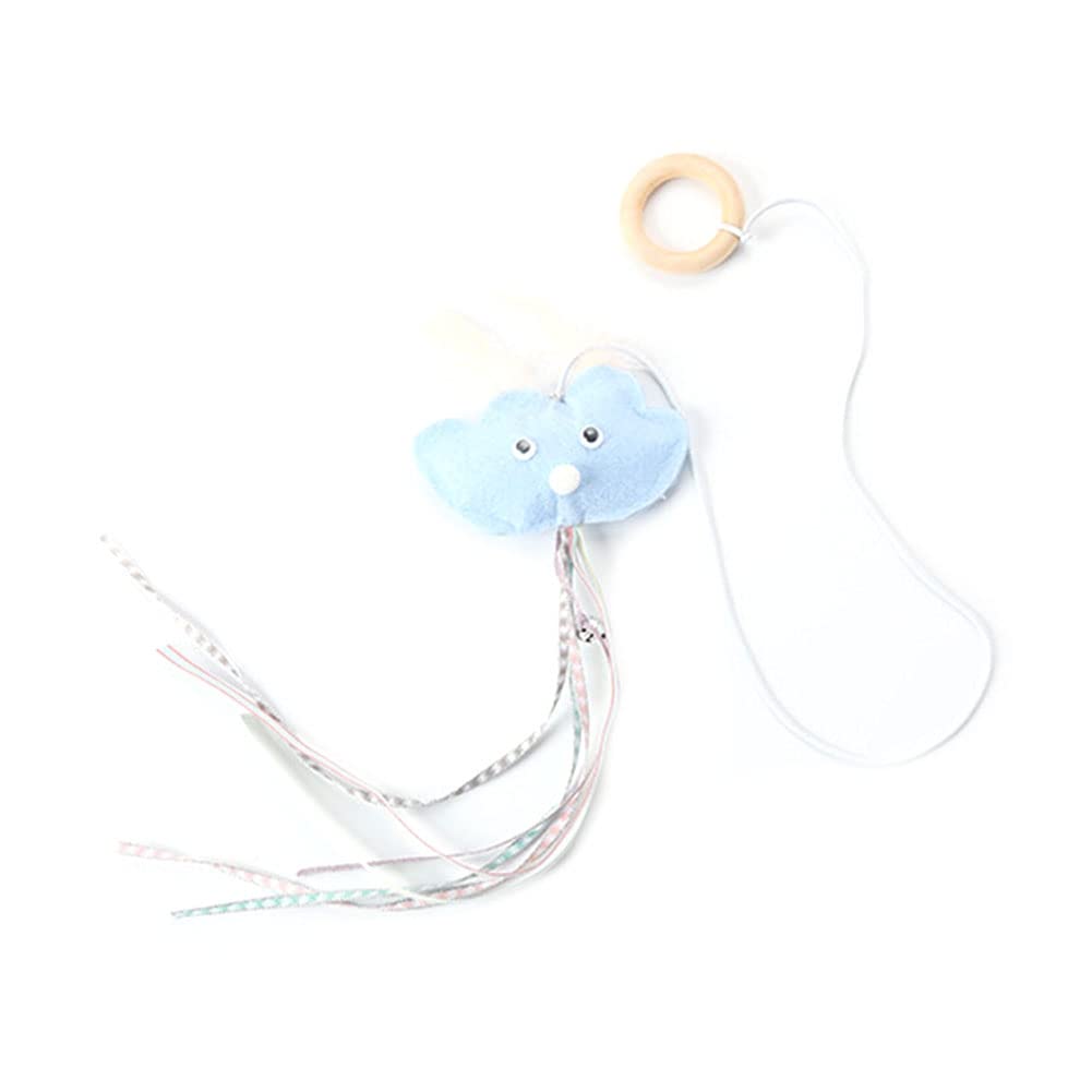 Funny Star Cloud Kitten Cat Teaser Bell Tassel Pull Ring Interactive Play Blue