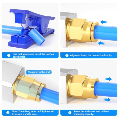 Image of TAILONZ 5Pcs 1 /8 inchOD 1 /8 inchNPT DOT Brass Straight Push Fit Air Brake Connector | for Cars, Trucks, Air Brake Systems, Etc.