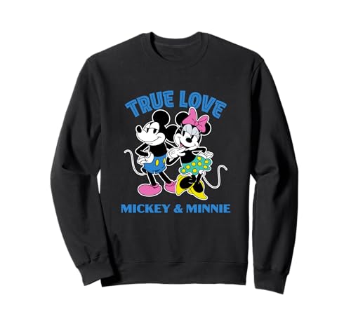 Sweatshirt Mickey & Minnie Mouse Disney pull premium broderie fine graphisme