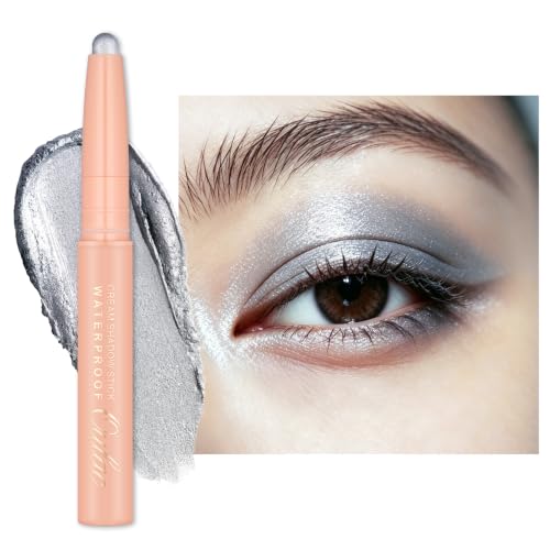 Oulac Sombra de Ojos en Barra Automático Plata Acabado Metálico - Resistente al Agua y a Los Borrones, Dura 16 Horas+, Textura Cremosa y Sedosa, Vegano, 09 Silver Heart
