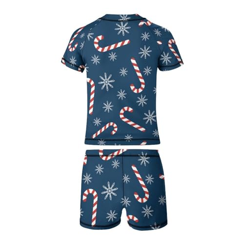 Christmas Candy Canes and SnowflakesChildren's Swimsuits Boys Two Piece Suit8-10Y（130cm）3