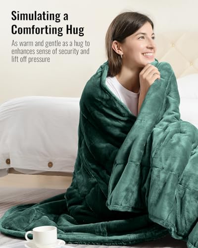 Uttermara Weighted Blanket for Adults, Queen Size Heavy Blanket with Reversible Soft Shiny Velour Fleece and Cozy Warm Sherpa for Couch Bed, Calming and Relaxing, 60 x 80 inches 20 lbs in Green