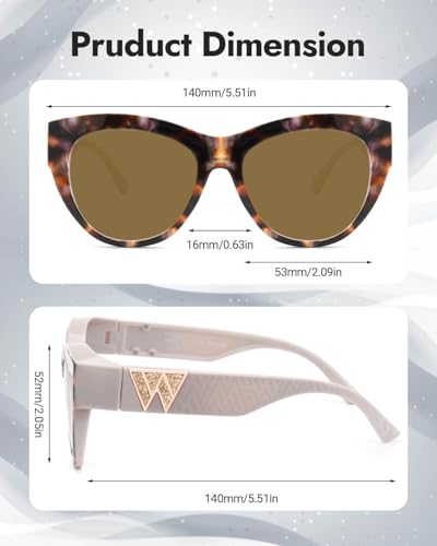 Meeloog Over Glasses Sunglasses for Women Polarized Trendy Cateye Shades Go Over Glass Women UV400 Protection MST00694