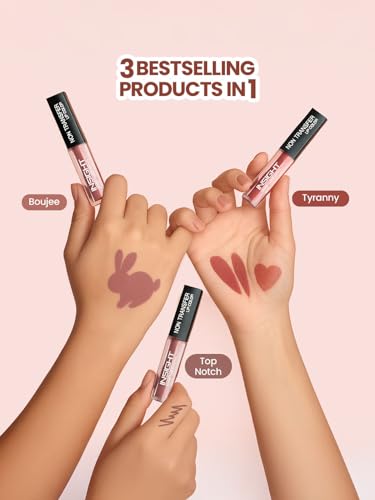 Image of INSIGHT Non Transfer Liquid Lipstick Kit - Nudes (Pack of 3) | Waterproof | Matte Finish | Transfer & Smudge Proof | Lightweight | 12 Hr Wear| Highly Pigmented 12 g