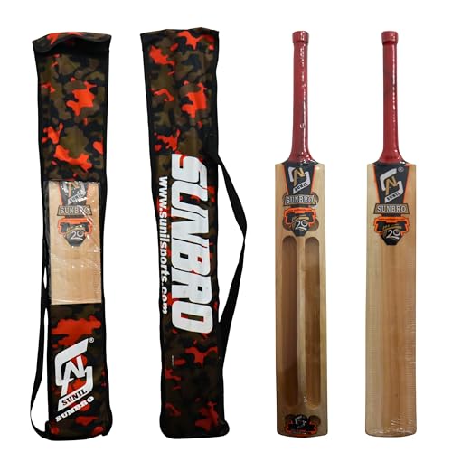 Image of SN Sports Sunbro T20 Kashmir Willow Cricket Bat (Size: Long Handle, Weight: Light, Playing Style : All-Round, Red Grip)
