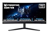 acer Predator X34V3 Gaming Monitor 34 Inch (86 cm Screen) UWQHD, VA, 180Hz DP/Type-C, 100Hz HDMI, 1ms(GTG), DP 1.4, 2xHDMI 2.0, Type-C 90W, USB HUB, Curved, Height-Adjustable, FreeSync Premium