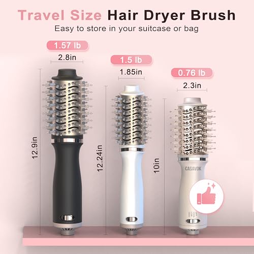 Image of Dual Voltage Travel Hair Dryer Brush,110-240V Small Blow Dryer Brush