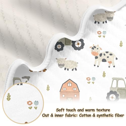Image of Farm Tractor House and Pets Baby Swaddle Blanket for Boys and Girls, Muslin Baby Receiving Swaddle Blanket, Soft Cotton Nursery Swaddling Blankets for Newborn Toddler Infant