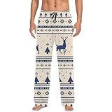 Generisch Weihnachts-Freizeithose für Herren mit Kordelzug praktischen Taschen als Bequeme Pyjamahose (Beige, XL)