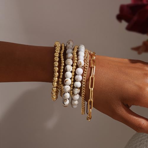Bohemian Bracelet Set for Women: Clay Beaded Surfer Style