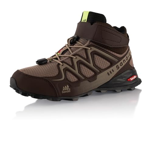 Fusskleidung® Damen Herren Wanderschuhe Trail Running Stiefel Wanderstiefel Braun Schwarz EU 43