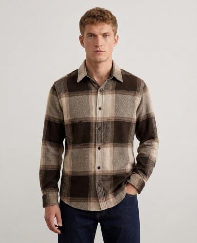 Image of DEEMOON Men's Premium Cotton Flannel Checkered Shirt | Full Sleeve Plaid Casual Button-Down Shirt | Soft Brushed Winter & Autumn Regular Fit, Office & Travel (Available in Plus Size)